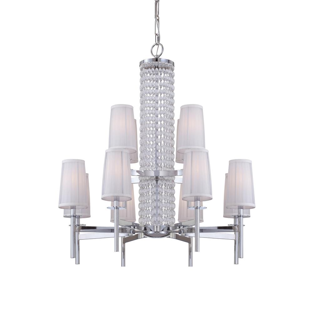 Designers Fountain 839812-CH 12 Light Chandelier in Chrome (White Opal Glass)